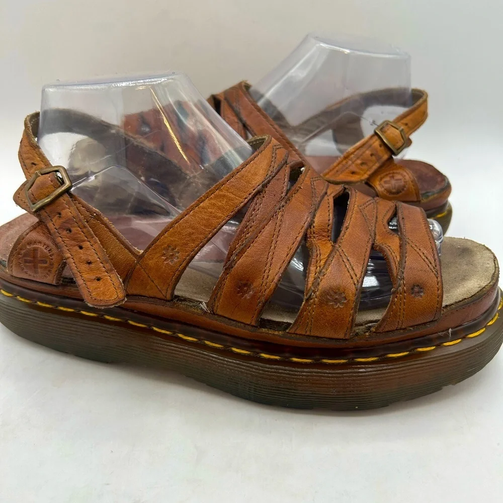Vintage Dr. Martens Daisy Brown Leather Fisherman Sandals Chunky Women’s SZ 10 - Picture 13 of 17